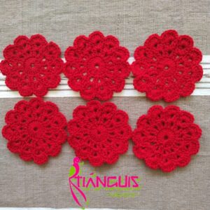 Portavasos Floral de Crochet – Juego de 6 piezas