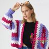 Cárdigan Crochet “Corazón Mexicano” suéter hecho a mano colores vibrantes